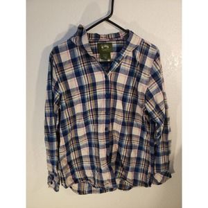 Stillwater Supply Co Shirt Women XL Plaid Long Sleeve Button Up Hoodie Pocket